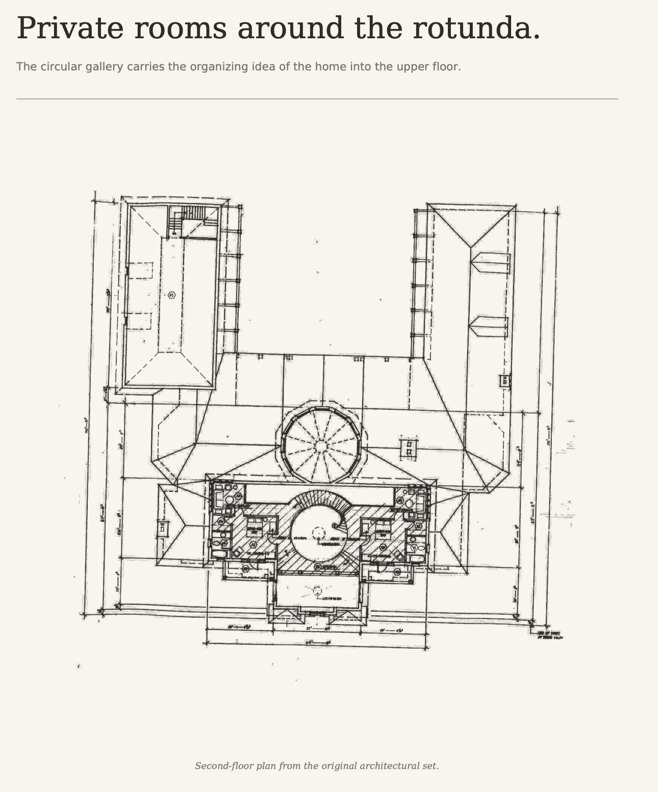 The upper level architectural drawing